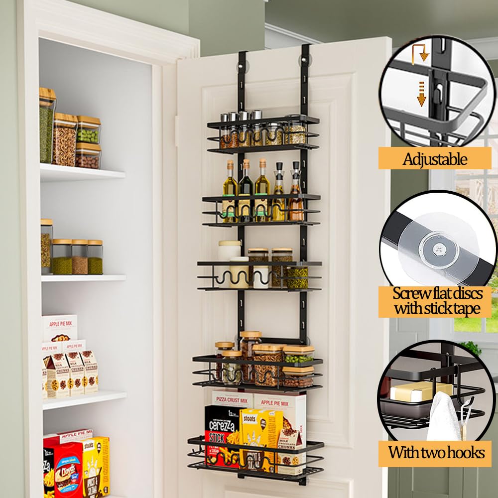 Cozywind Opbergrek Voor Boven De Deur – 5 Niveaus, Metaal, Voor Keuken, Badkamer, Slaapkamer