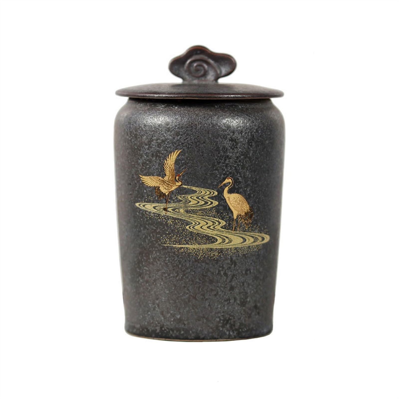 DFHS46JK Kitchen Jars Hand-painted Golden Crane Tea Caddy China Jingdezhen High-grade Retro Set Sealed Cover Warehouse for Sugar