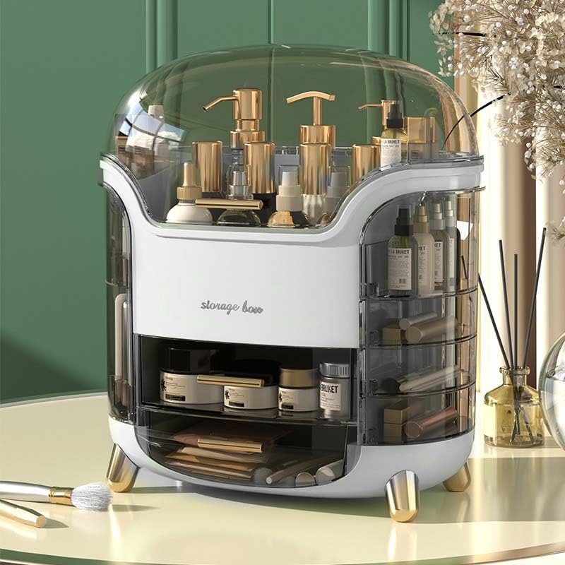 Image of mechdel Makeup Desk Organizer With Drawers, Bathroom Countertop Organizer for Cosmetics, Vanity Holder for Lipstick, Brushes, Lotions, Eyeshadow, Nail Polish and Jewelry (Makeup Storage Box-White)