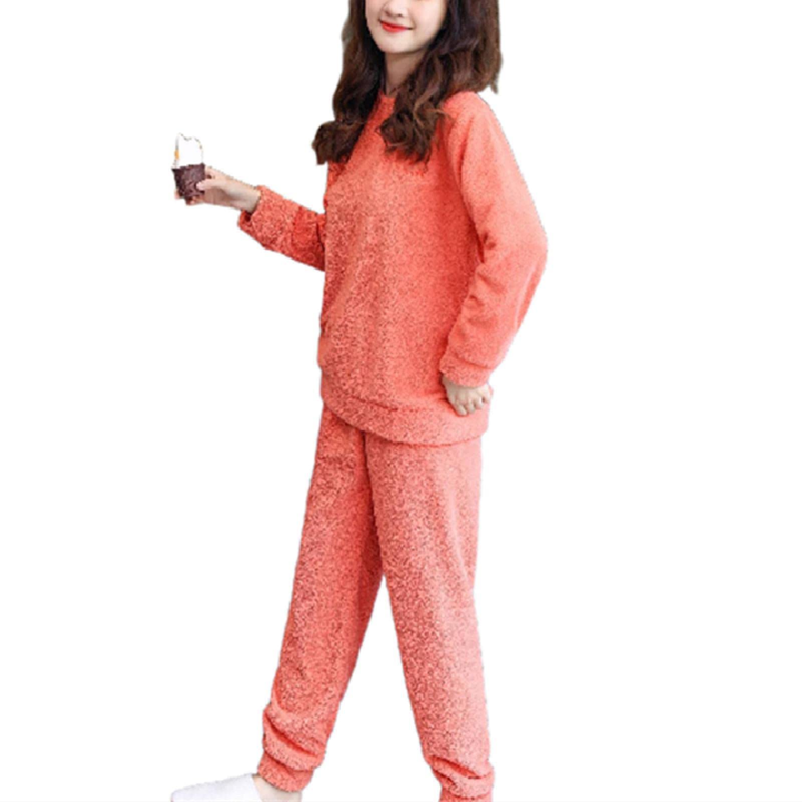 Pyjama flanelle femme chaud costume de nuit en velours épais pour l'hiver