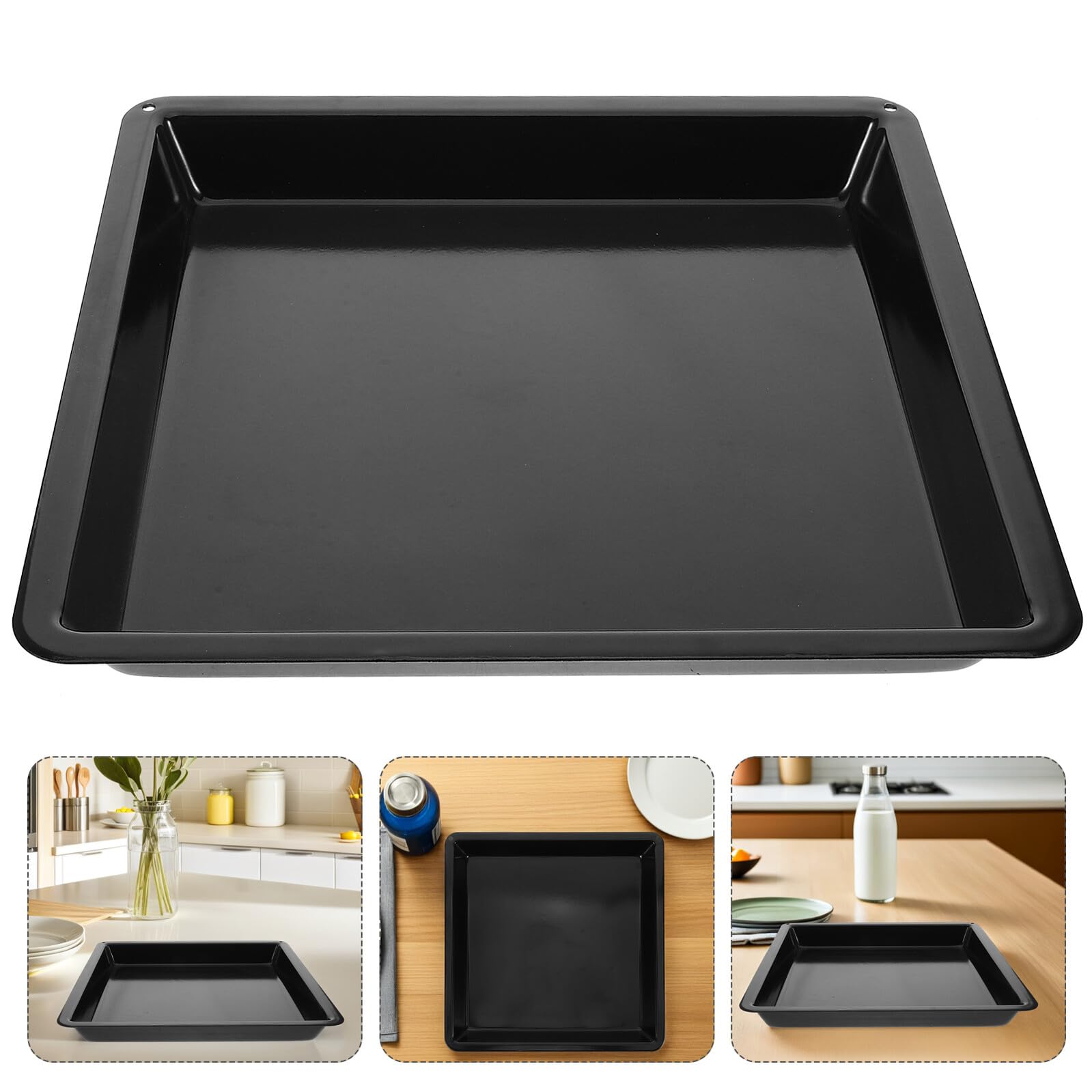 Schwarzes Hochfestes Backblech aus Kohlenstoffstahl mit Antihaft Emaille 32,2 X 32,2 X 3,2cm Verformungsbeständig für Großküche und Catering