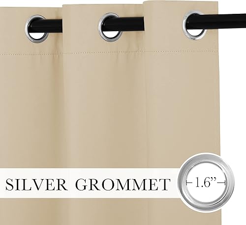 Miniatura 144 de RYB HOME Juego de 2 paneles de cortinas opacas grises de 63 pulgadas de largo, cortinas sólidas resistentes para oscurecer la habitación