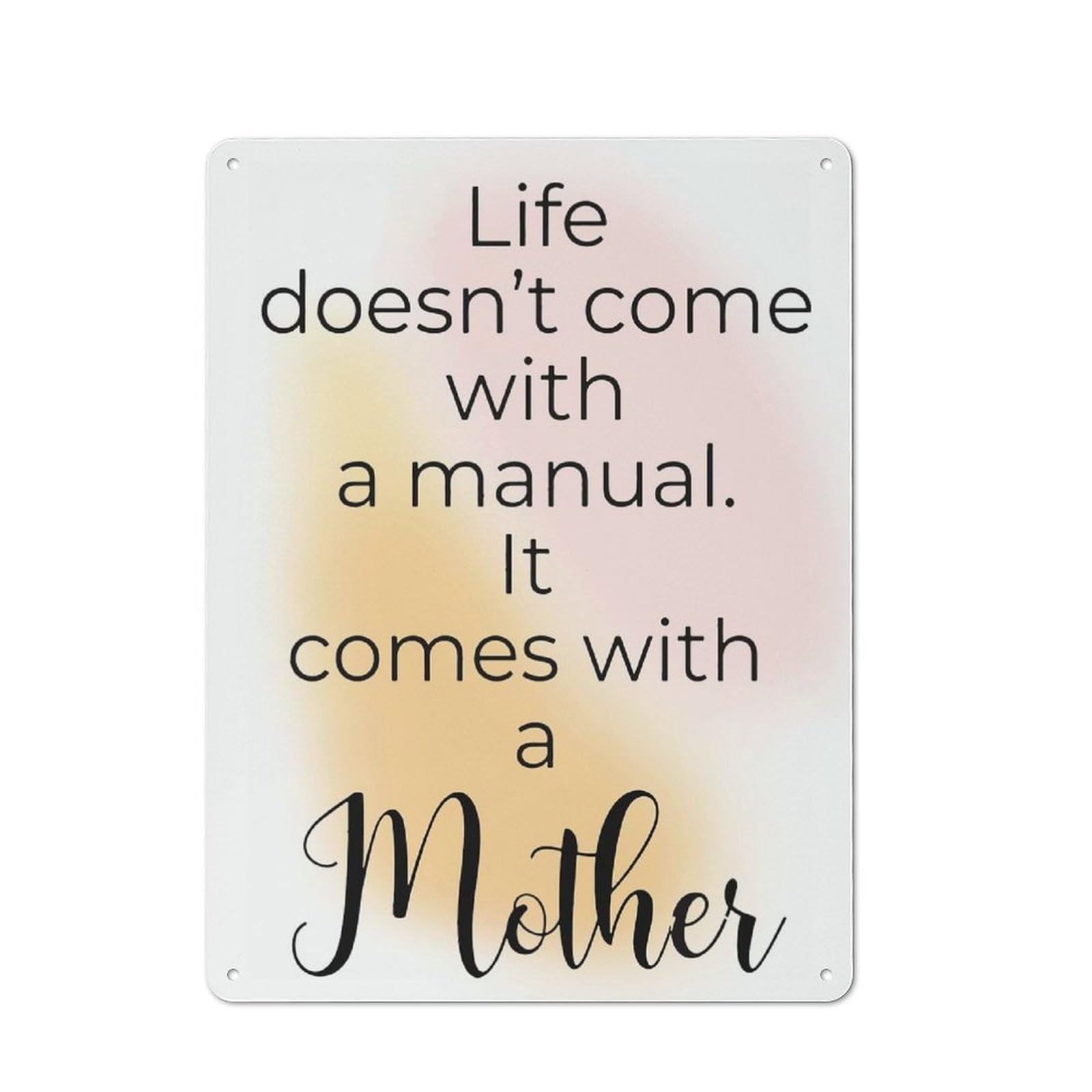 Junmoney Style-11 Life Doesnt Come With Mom Retro Metal Wall Sign 40X30cm For Living Room Or Hallway, For Collectors Decorating Living Rooms And Hallways