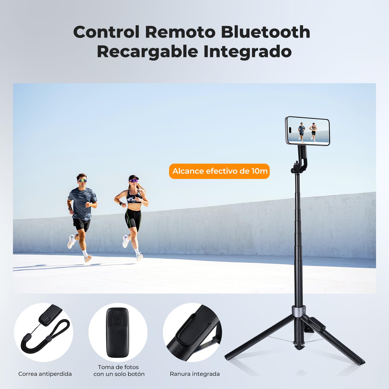 K&F CONCEPT TF08 180cm Trípode para Movil, 3-en-1 Palo de Selfie Magnético+Clip+Tornillo 1/4", Trípode Magnético Rotatorio de 360°, Compatible con iPhone 17-12 y Android,dji OSMO 3/4,Luna Ultra