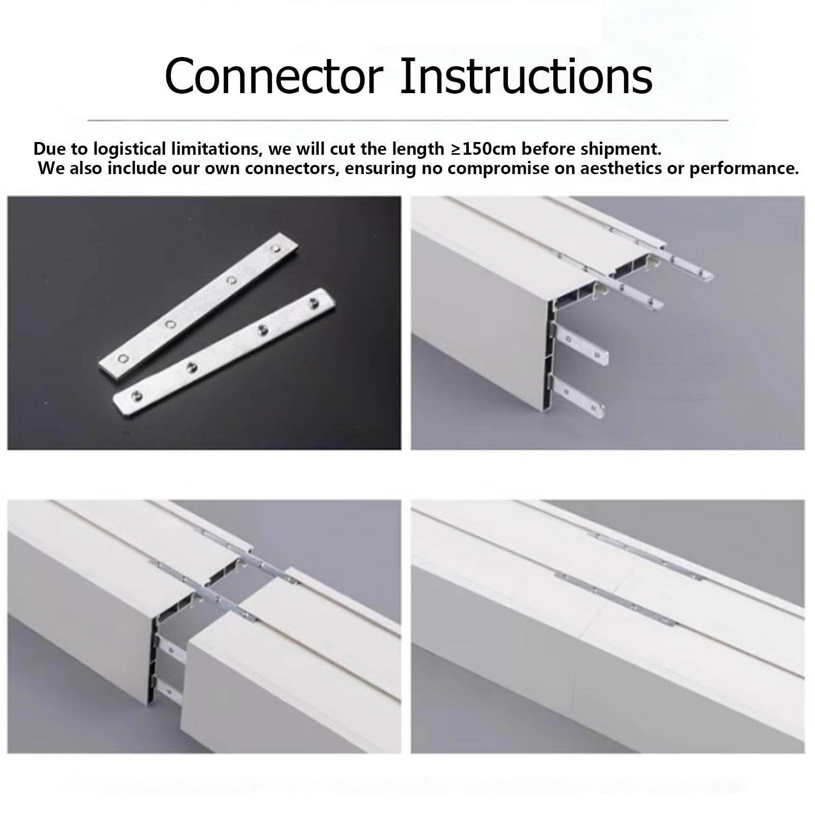 Générique Système de Tringle à Rideaux, Caisson de Rideau Moderne à Fixation Plafond avec Rail dissimulé, Panneau de cantonnière Blanc, Double Rail pour Salon et Chambre,