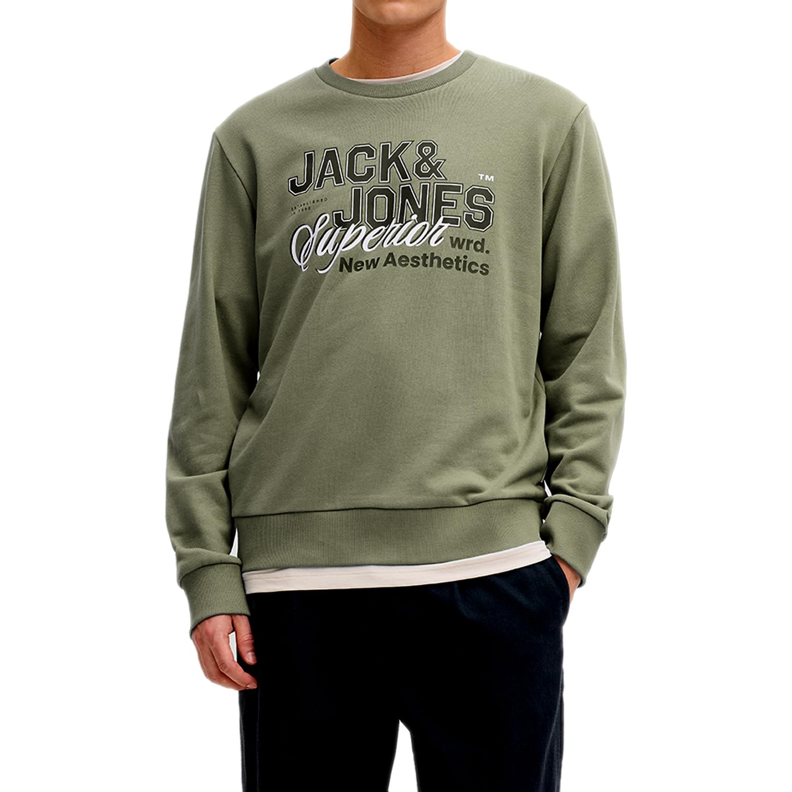 JACK & JONES Jjelogo Sweat Crew Neck 2 Col Ss26 Sn Jjelogo - Sudadera con Cuello Redondo (2 Col) Hombre (Pack de 1)