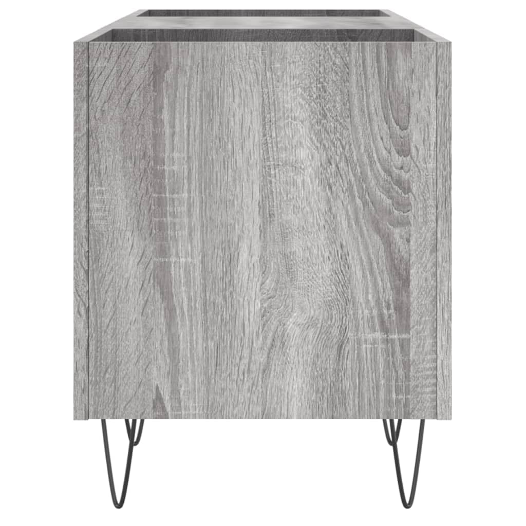 Armadio per dischi in vinile, stile retrò, con gambe in ferro, 121 x 38 x 48 cm, colore grigio Sonoma, per collezione musicale e giradischi