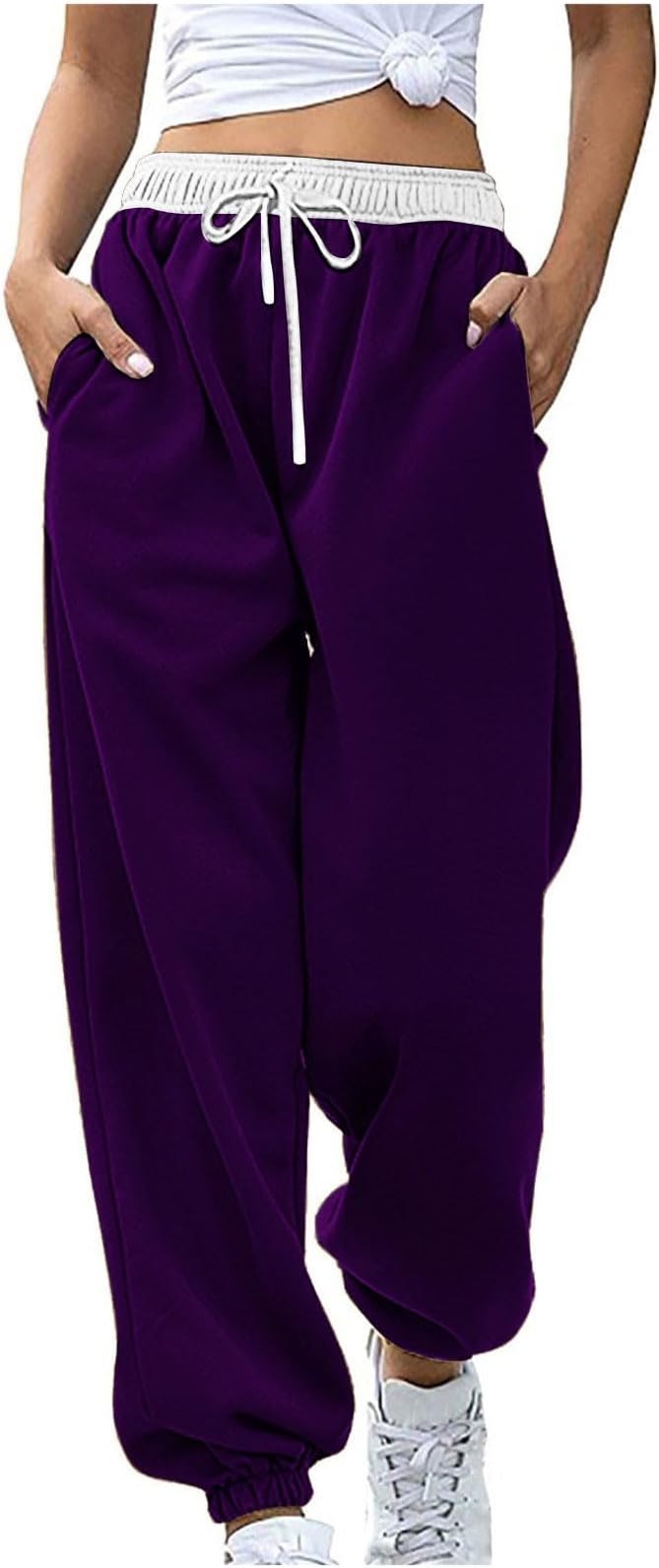 Womens Casual Athletic Cotton Long Sweatpants,Teen Girl Solid Color Cute Hiking Long Pants,Fall Trendy Clothes