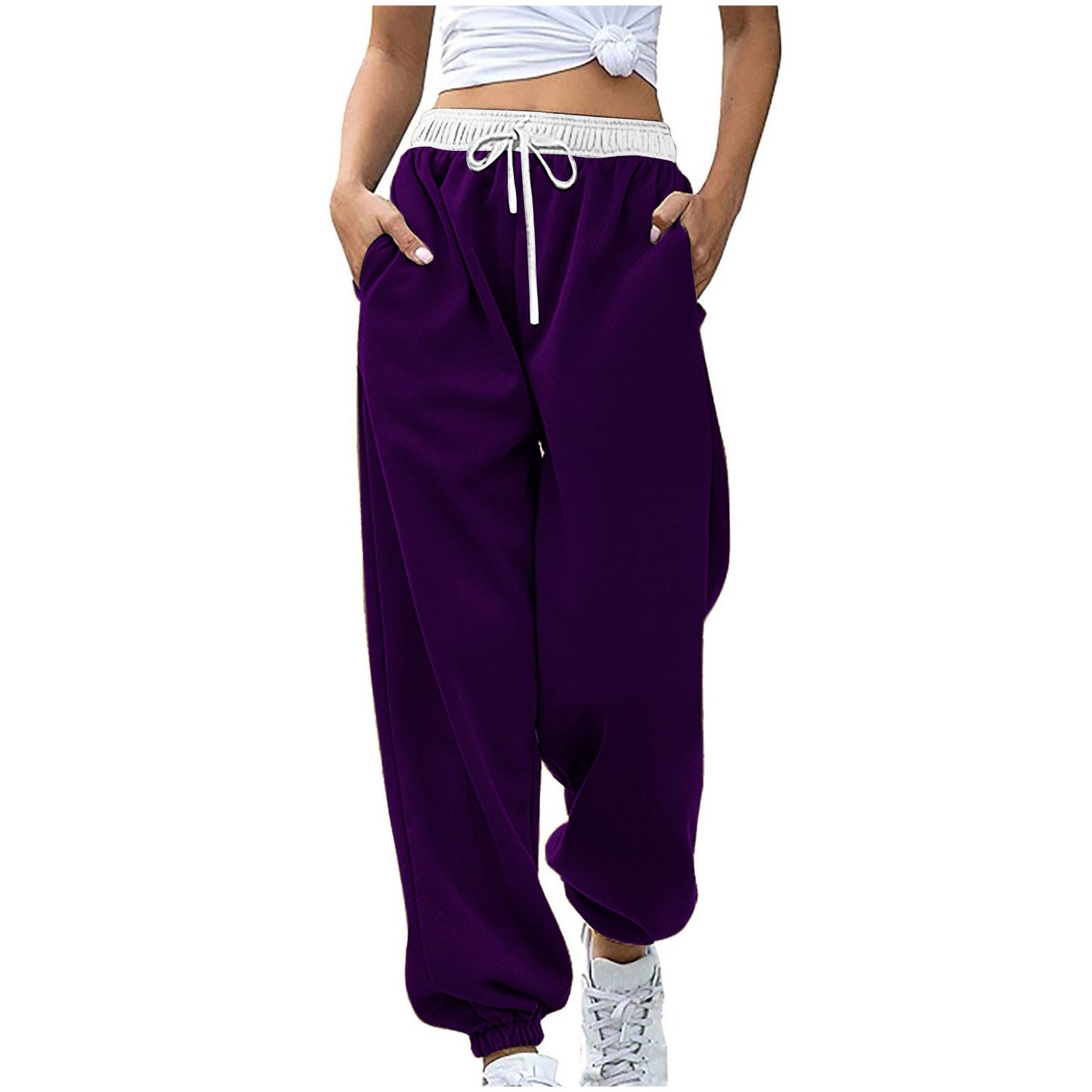 GenericWomens Casual Athletic Cotton Long Sweatpants,Teen Girl Solid Color Cute Hiking Long Pants,Fall Trendy Clothes