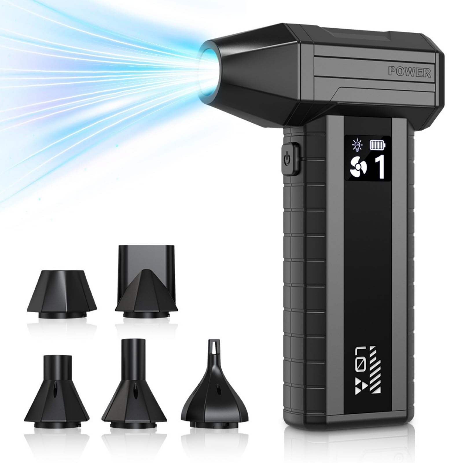 Spolverino elettrico ricaricabile USB da 130000 giri/min con batteria da 8000 mAh e turbine ad alta potenza per una forte pulizia del computer
