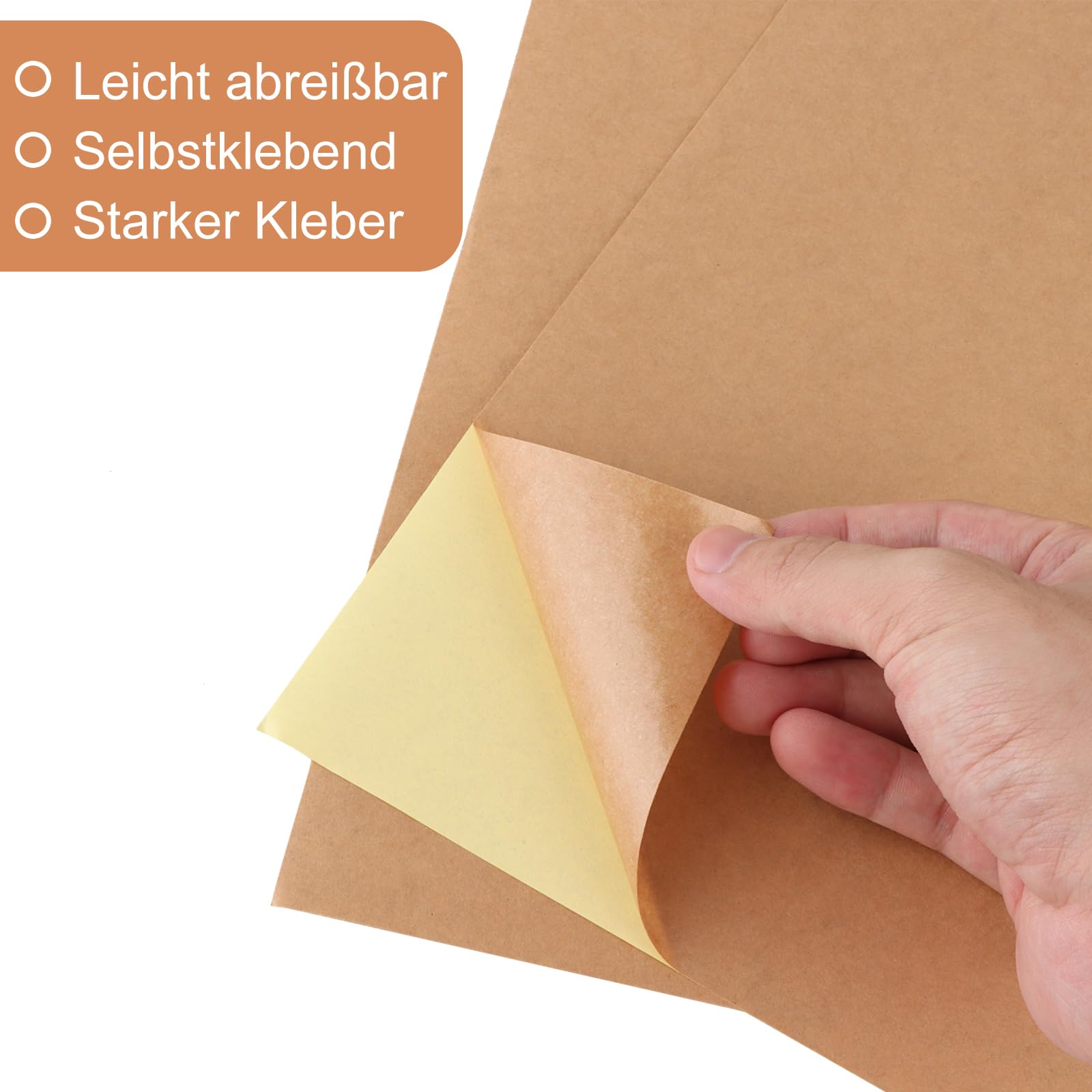 200 Blatt A4 Kraftpapier selbstklebend Aufkleber Etiketten, Bedruckbares Braunes Druckerpapier, Stickerpapier zum Selbst Drucken A4, Kopierpapieraufkleber für Laser Bedrucken, Kopiererdruck