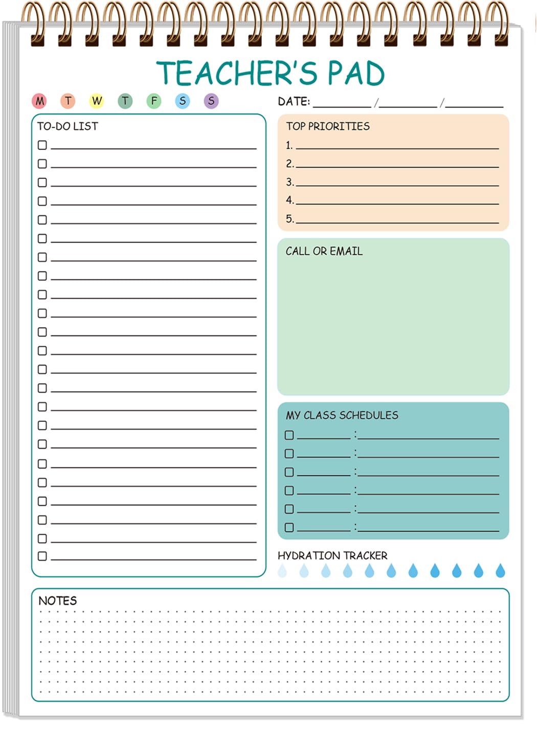 Tuun Fuplan Teacher Notepad - A4 Teacher To Do List Notepad, Spiral Checklist Notebook Organizer for Teachers Notes Task Appointment, Teacher