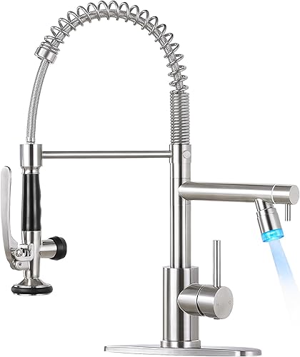 Grifo de cocina con una sola manija para fregadero de cocina con rociador extraíble, grifos de cocina comerciales de acero inoxidable de doble