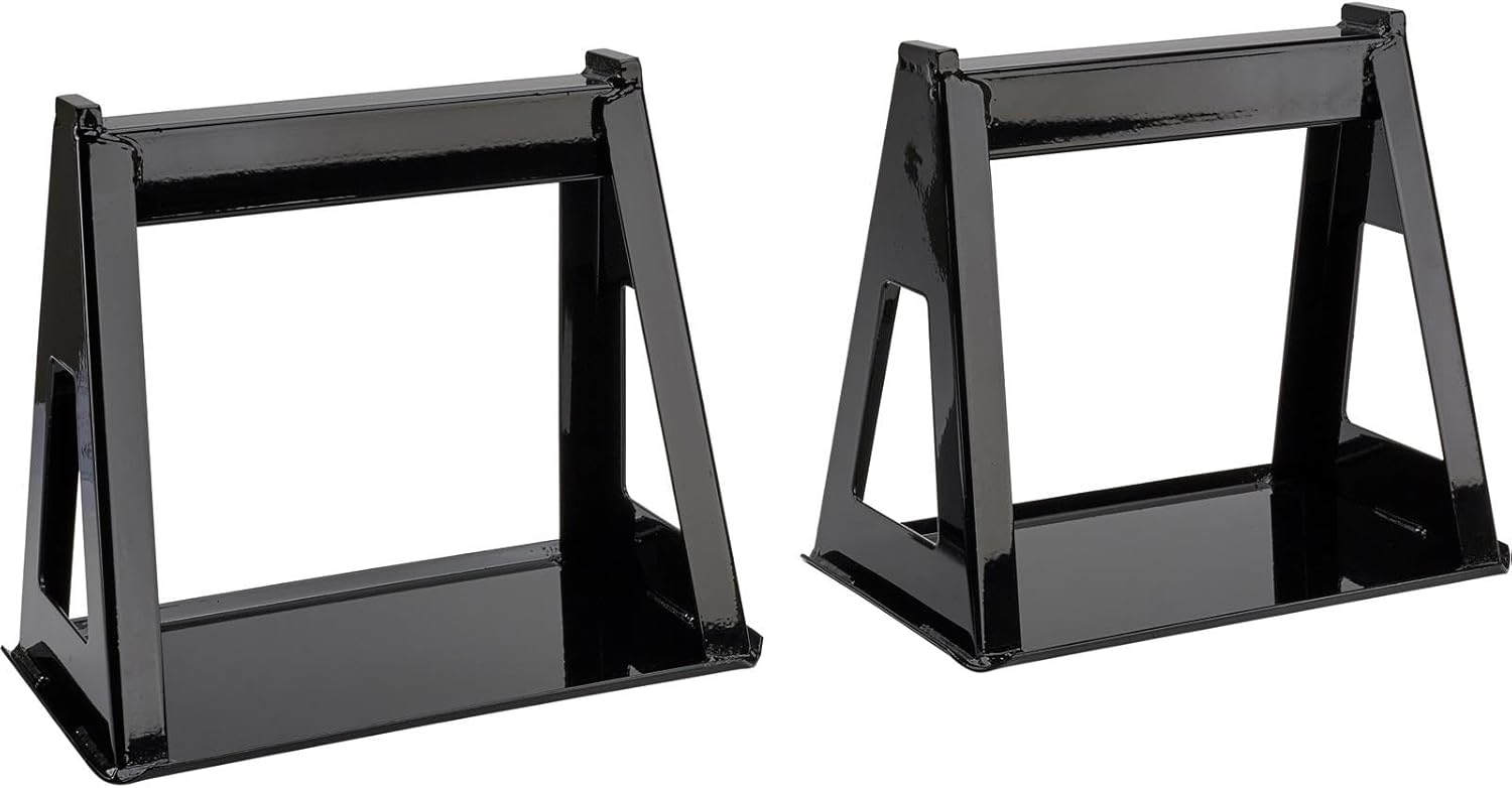 Speedway Motors Racing Jack Stands and Aluminum Storage Bin 31 x 10 Kit Includes Two Fixed Height Stands with Wide Base and Durable Trailer Mount Bin for Motorsports Organization