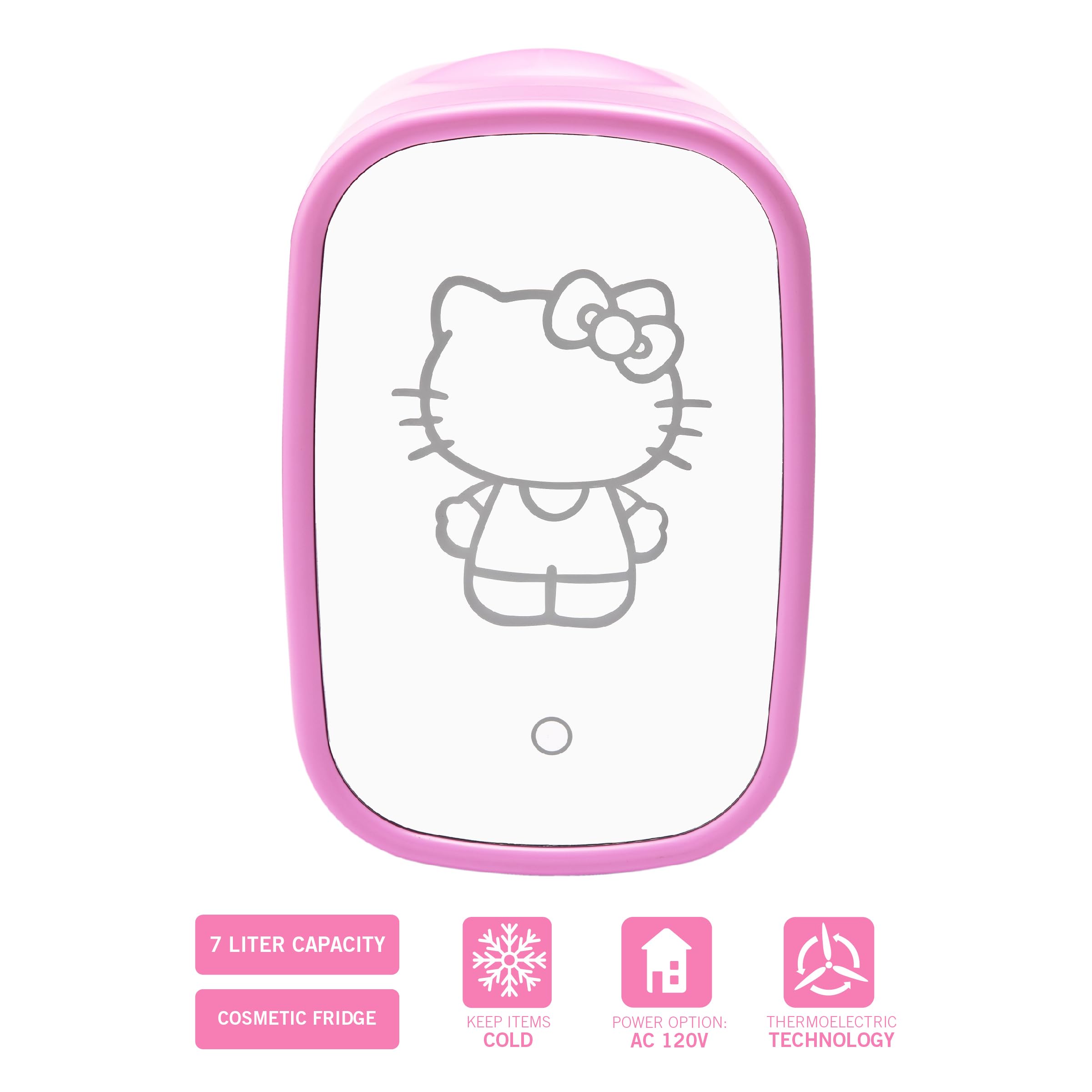 Ukonic Hello Kitty 7L Beauty Fridge with Light-Up Mirror, Skincare Cooler for Masks, Serums & More – Cute Vanity Accessory for Bedroom, Dorm, or Bathroom