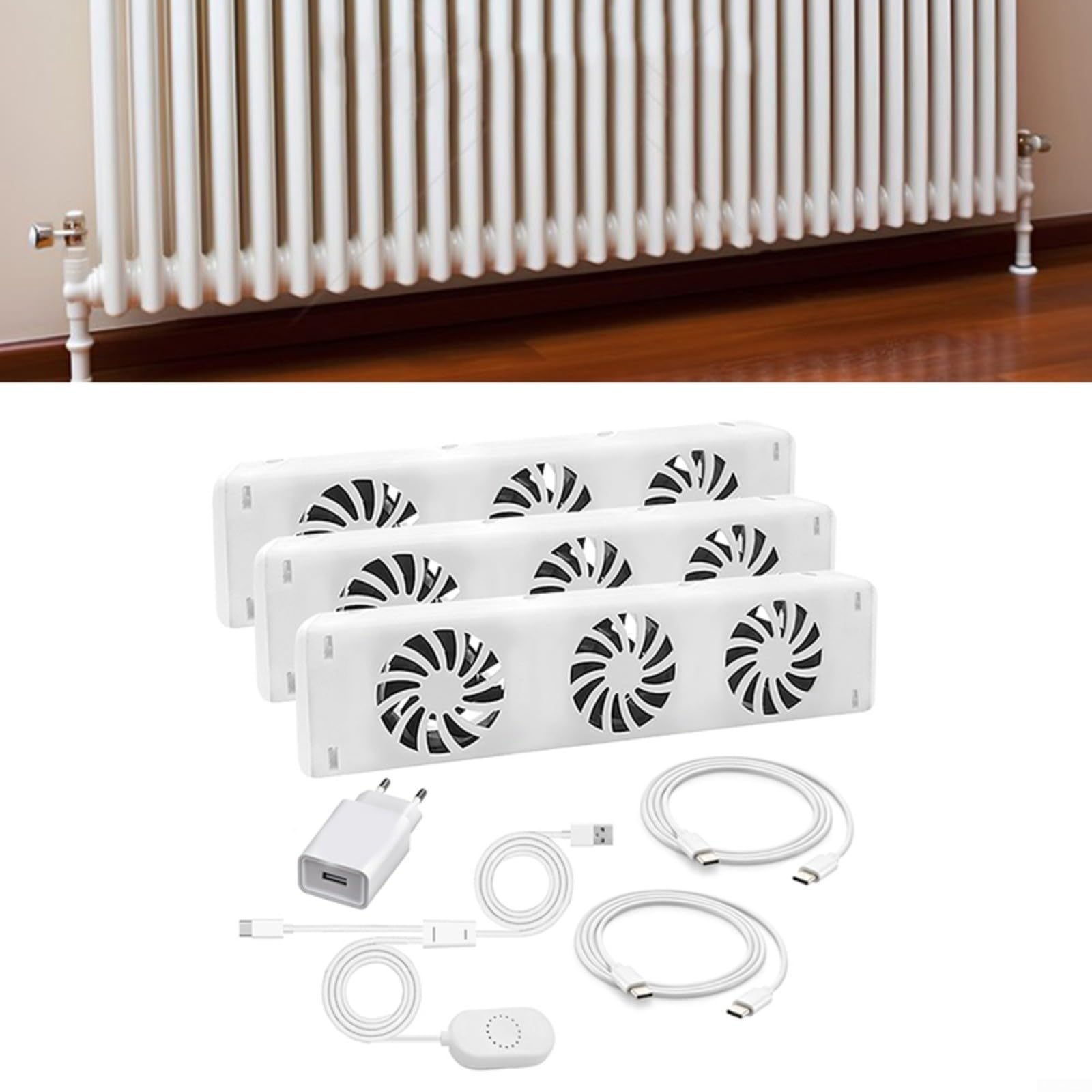 Set di ventilatori per termosifoni, 3 ventole, radiatori intelligenti per riscaldatori e radiatori