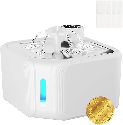 Miniatura 1 de Fuente de agua inalámbrica para gatos con 4 filtros de repuesto, fuente de agua inalámbrica para mascotas de 95 onzas  2.8 L para gatos en el