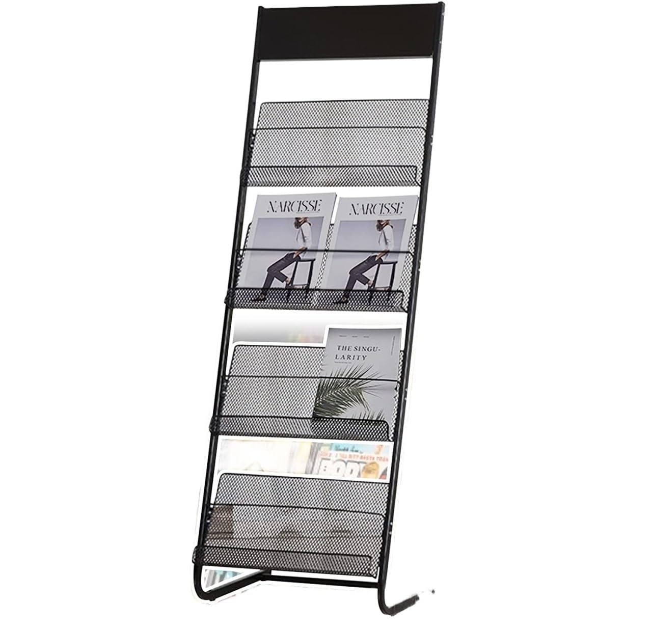 Revistero De Pie, Revistero, Organizador De Literatura Comercial, Color Negro, Ideal para Salas De Espera, Salas De Exposición, Vestíbulos De Hotel Y Áreas De V