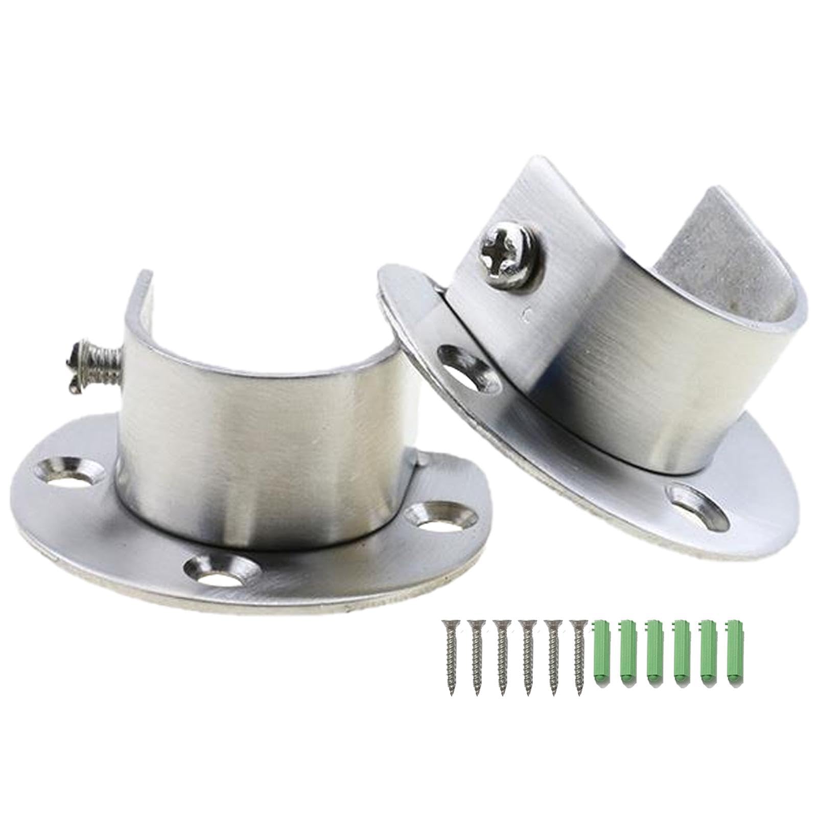 Ssiyiya 2pcs Wardrobe Rail Bracket with Screws, Wardrobe Rails and Fttings