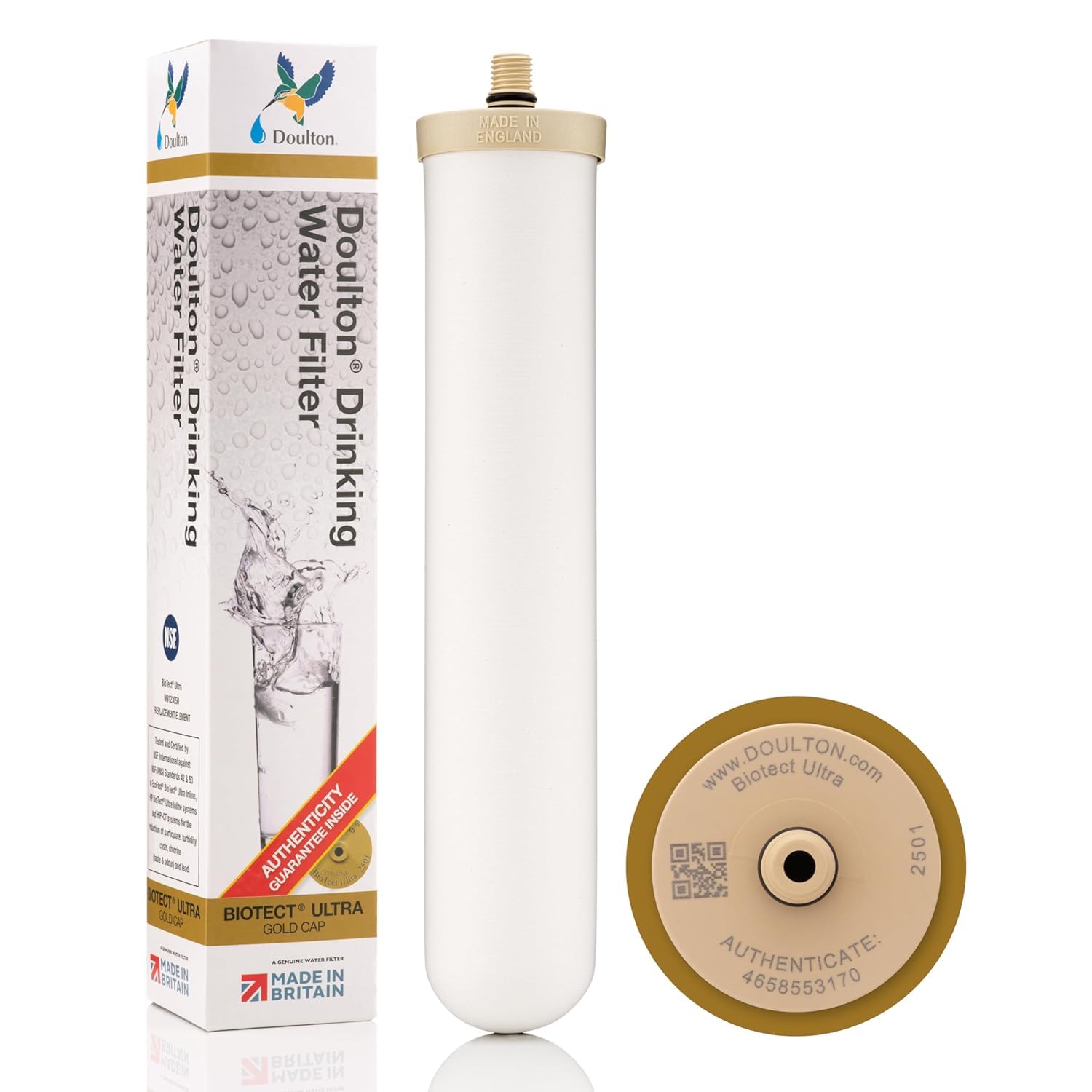 Doulton Système De Filtration D'eau Sur Plan De Travail 10" D-CS Avec Cartouche Biotect Ultra Ceramic | Finition chromée | Réduit les contaminants | Améliore le goût |Installation facile |Certifié NSF