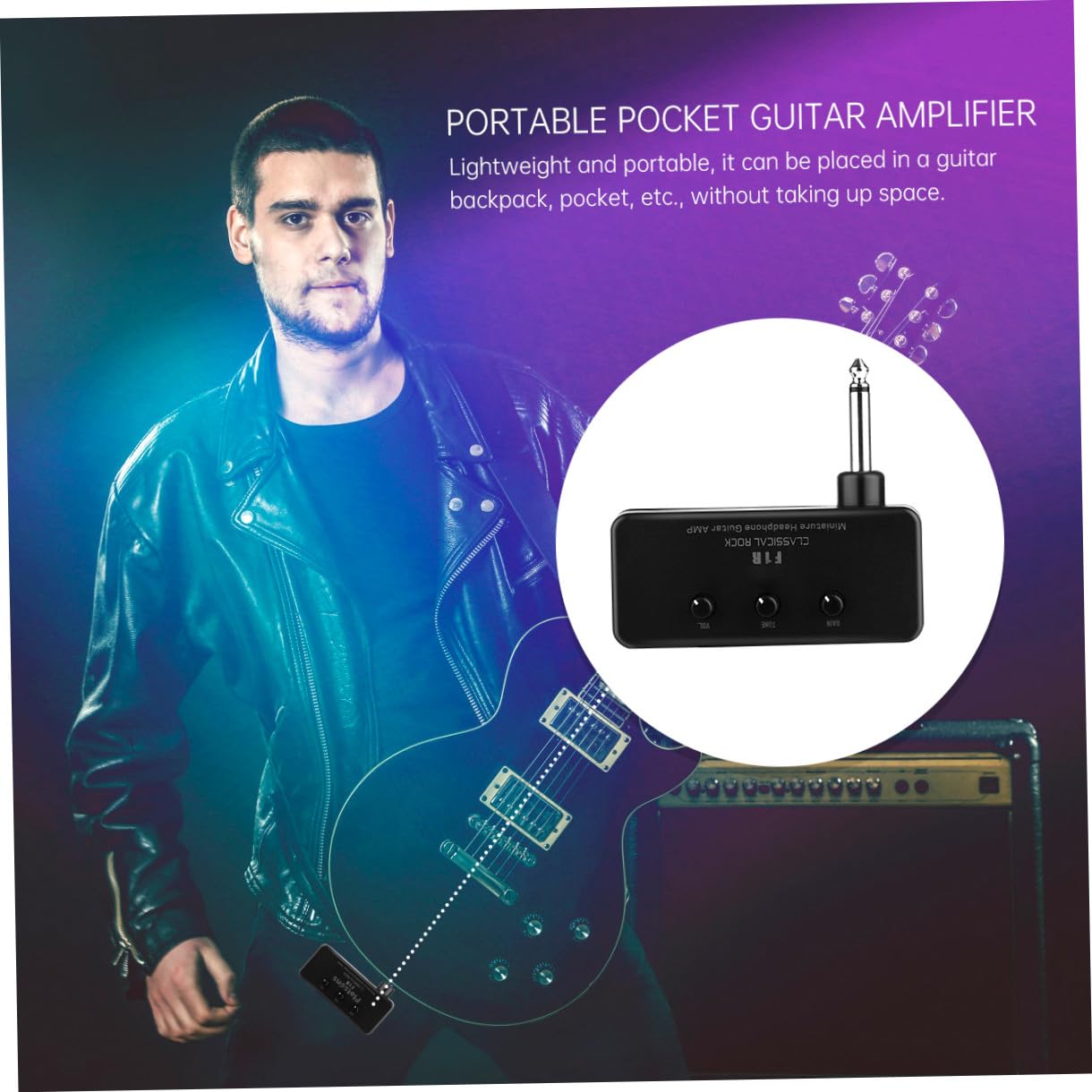 ibasenice 2sätze Miniatur Gitarrenverstärker Tragbarer Bass-Gitarren Kopfhörer Für Gitarre Ukulele Bass Universelles Design Leicht Und Platzsparend Für Anfänger Und Unterwegs
