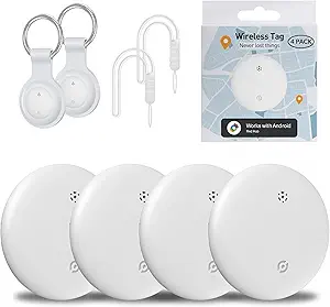 Air Tracker Tags-4 Pack for Android, Item Locator Key Finder Works with Find Hub App, Luggage Tracker for Keys, Wallet, Suitcase, IP67 Waterproof, Compatible with Android Phone