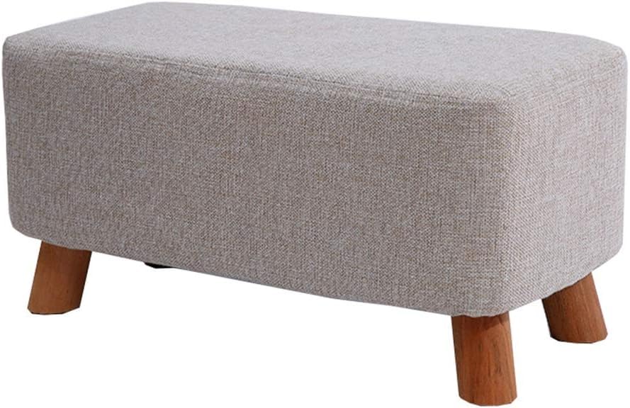 Repose-Pieds Rembourré Moderne Tissu Amovible Grand Banc à Chaussures Lavable Bois Massif 60cm