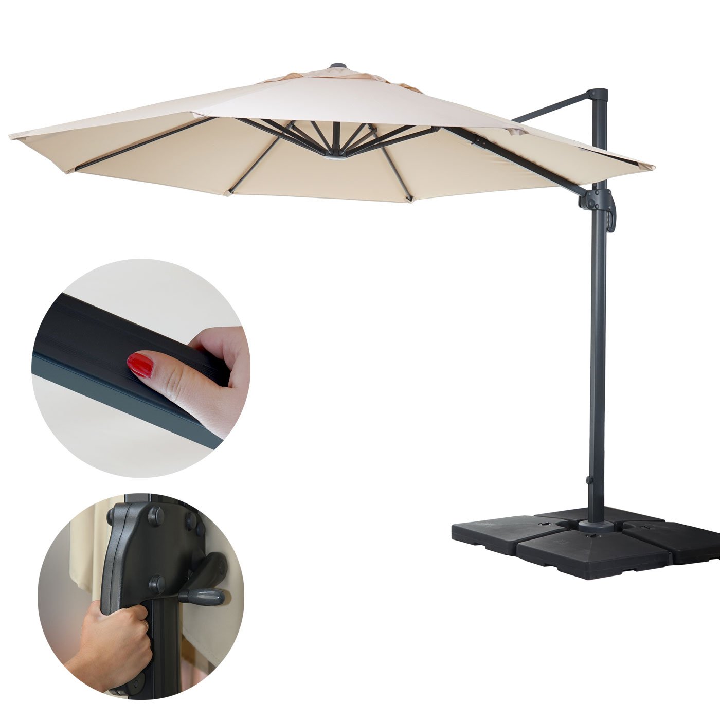 Mendler Parasol do gastronomii HWC-A96AM 4 m poliester/aluminium