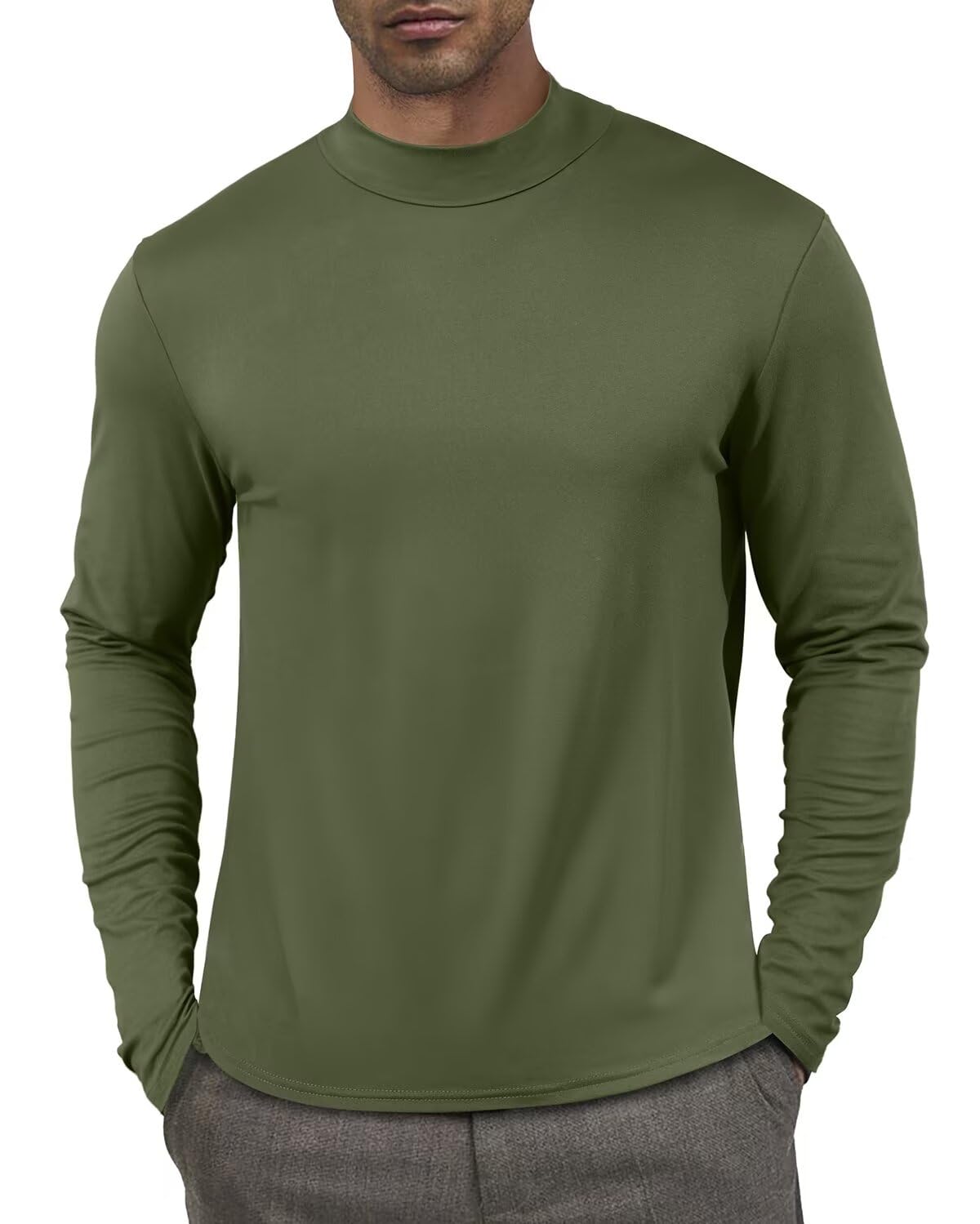 Men's Fashion Shirts Long Sleeve Mock Turtleneck T-Shirts Casual Thermal Undershirt Tops