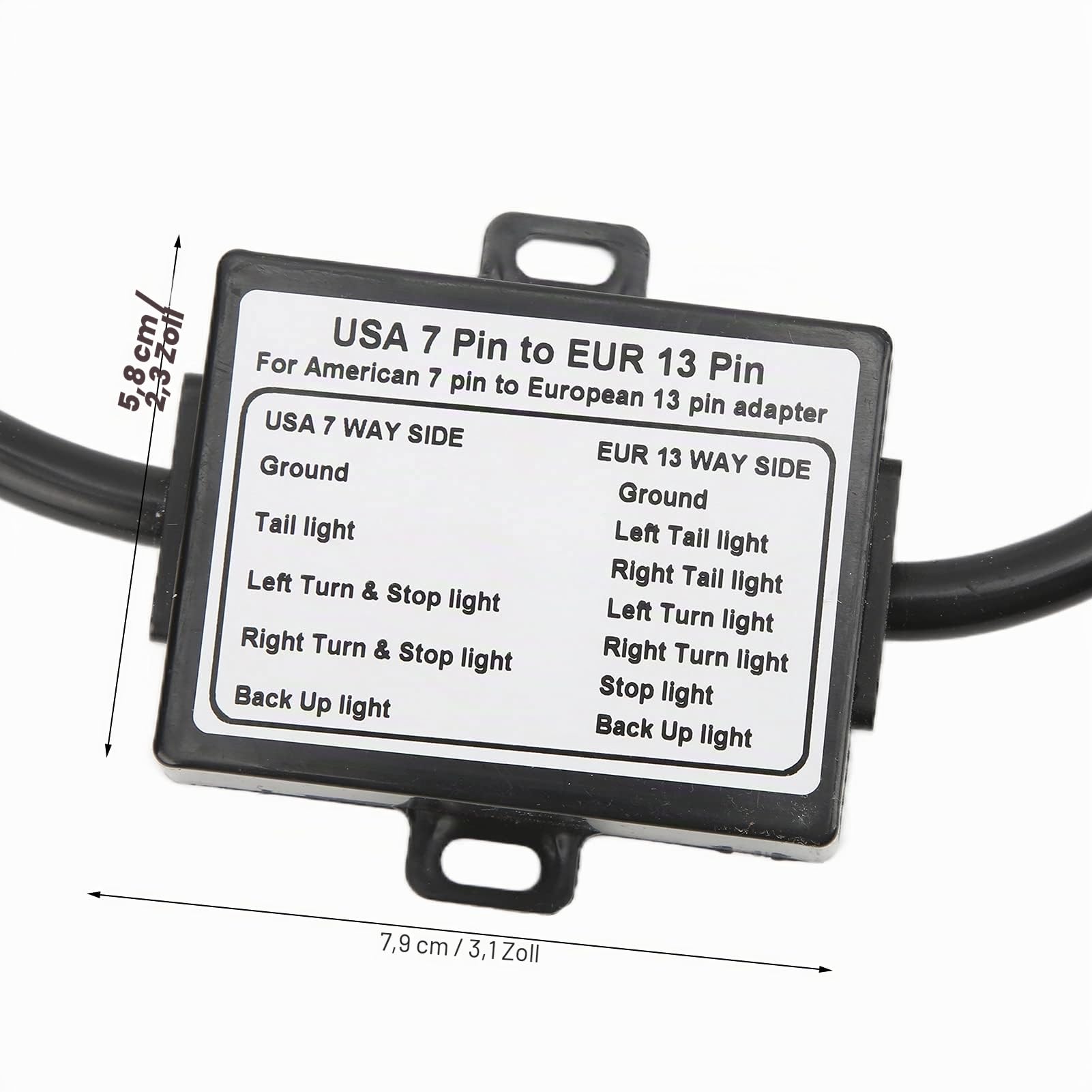 Adapter FÜR AnhÄNger-Beleuchtung, Usa Auf Eu, 7-Polige Buchse (Us-Fahrzeug) Auf 13 Poligen Stecker (Eu-AnhÄNger)