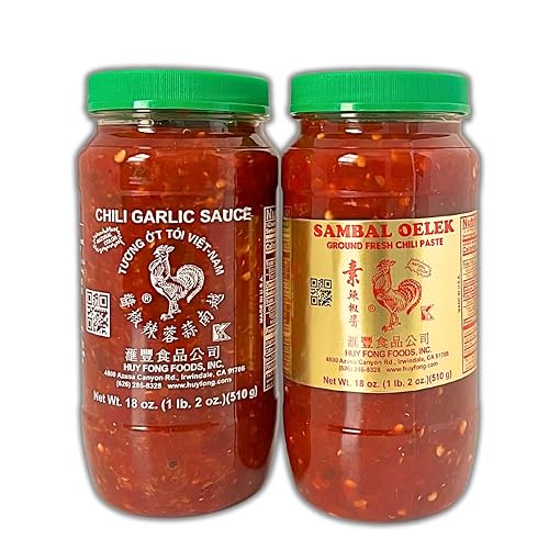 Salsa de pasta de chile picante - Ajo Chili 18oz Sambal Oelek 18oz Paquete de 2 unidades