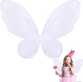 Fishdown Costume Fairy Wings Butterfly Angel Wingsï¼ŒCostume Accessories for Kidsï¼ŒBirthday Halloween Cosplay Party Favors (Butterfly-white)