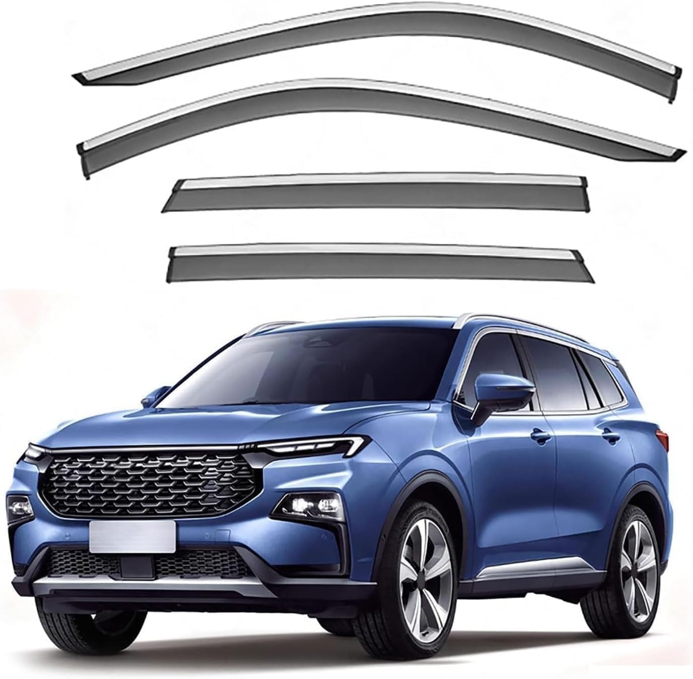 Fengjp Normal Car Window Wind Deflectors For Ford Equator Sport Mk1 2022, Window Wind Deflector Visor Rain Smoke Guards Automotive Accessories