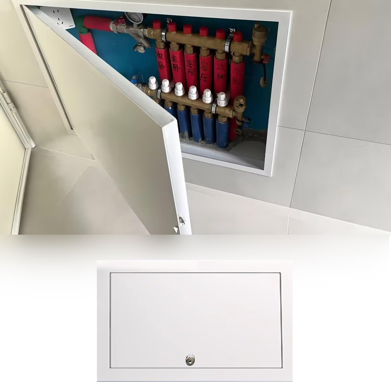 Minglez Metal Access Panel with Key Hole, Ceiling Access Door for Drywall/Electrical/Plumbing, Wall Hole Cover Plate 6x6 10x10 8x6 12x10 6x7.5 in(150x200mm/6x8in)