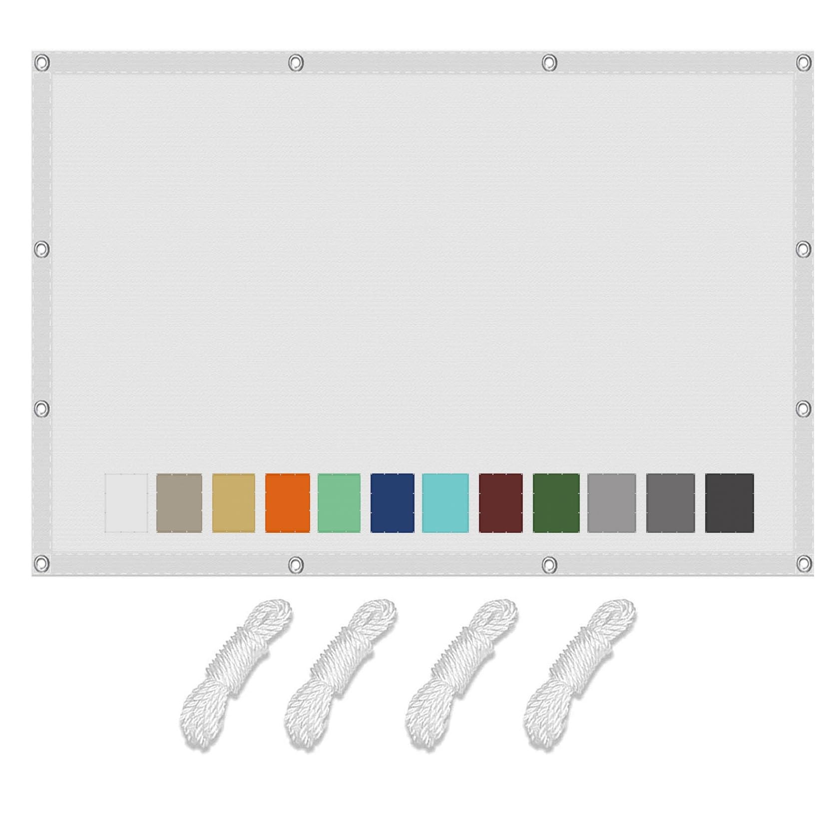 Voile d'ombrage rectangulaire 1.6x2.2m blanc avec oeillets pour terrasse