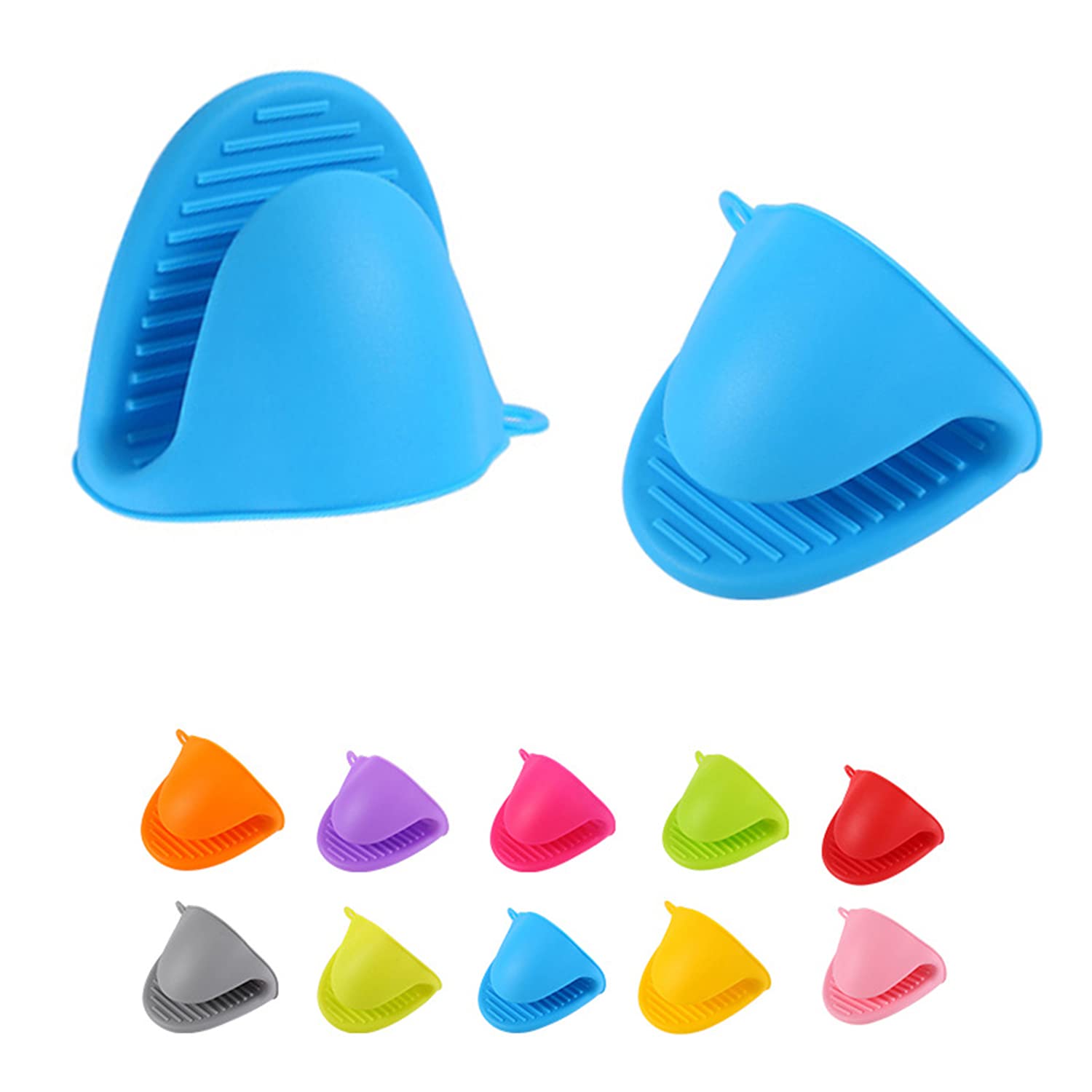 Silicone Cooking Pinch Grips Oven Mitts Heat Insulation Silicone Oven Gloves Cooking Mitts Pinch Grips Kitchen Heat Resistant Gloves (1 Pair, Blue)