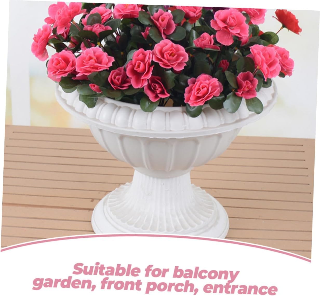 Hemoton Vintage Roman Flower Pot Set of 2 Plastic Planters Decorative Outdoor Wedding Urn Pillar for Home Garden Patio Rustic Retro Plant Container