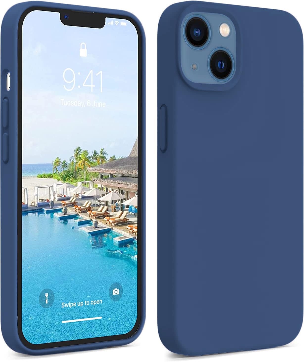 LOXXO® Compatible with iPhone 13 Case, Liquid Silicone Case, Full Body Protective Cover, Shockproof, Slim Phone Case, Anti-Scratch Soft Microfiber Lining, (6.1 inch Blue)