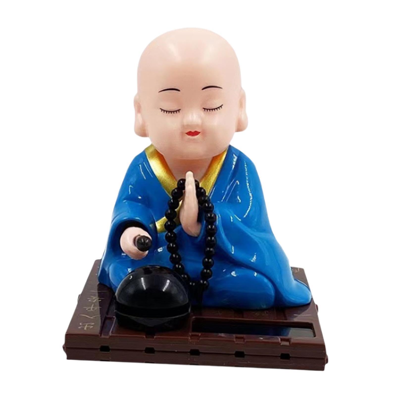 Zambuph Blue Little Monk Figurine Home Office Decorations Beautifully Crafted Bright Colors Infuse Space With Playful Vibes Effortlessly Figurine Solar Head Toys, S