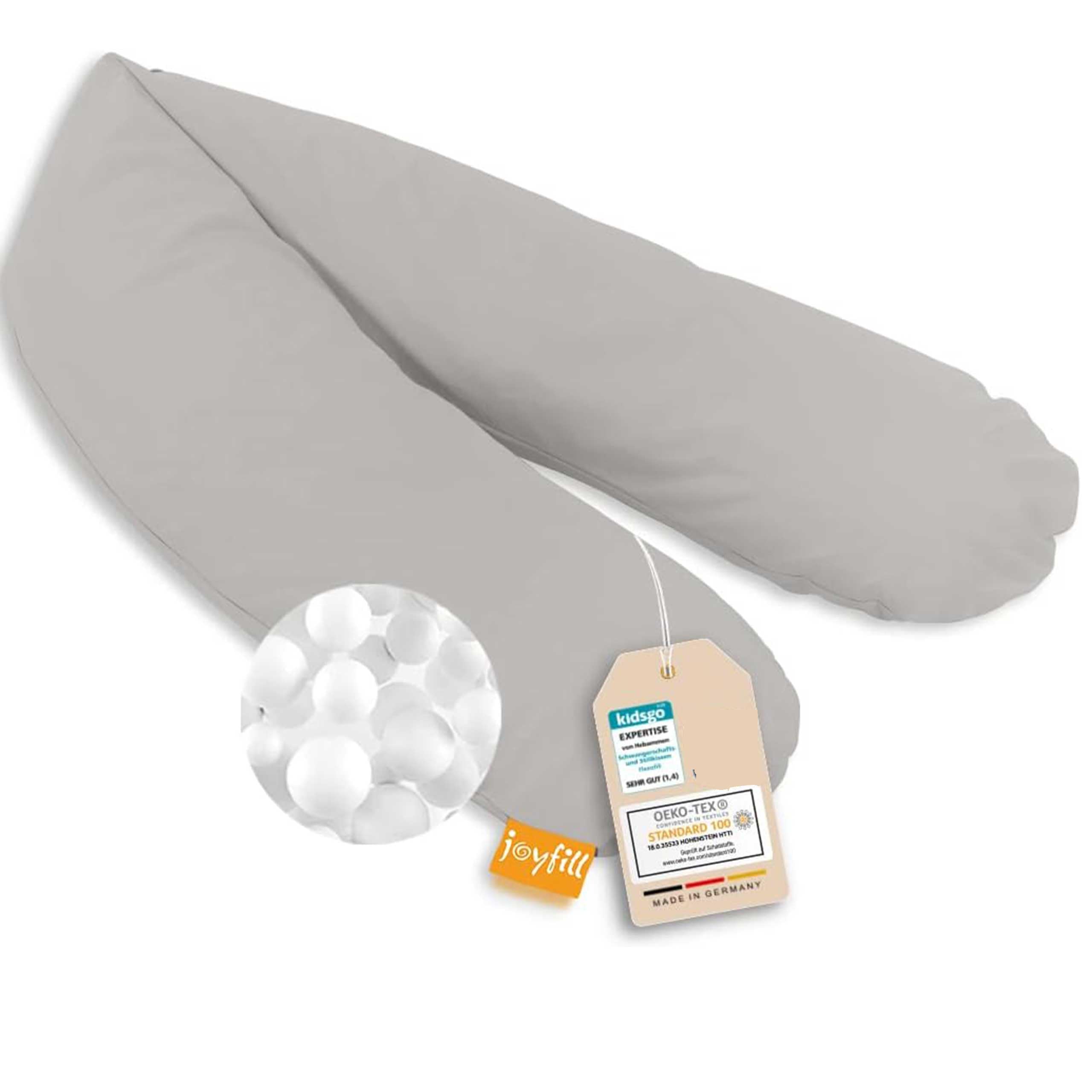 joyfill® Premium Stillkissen Mikroperlen 170cm I Ideal zum Schlafen & Stillen Dank Flüsterleiser & Bequemer Füllung I Stillkissen Seitenschläferkissen 100% Made in Germany I Nursing Pillow