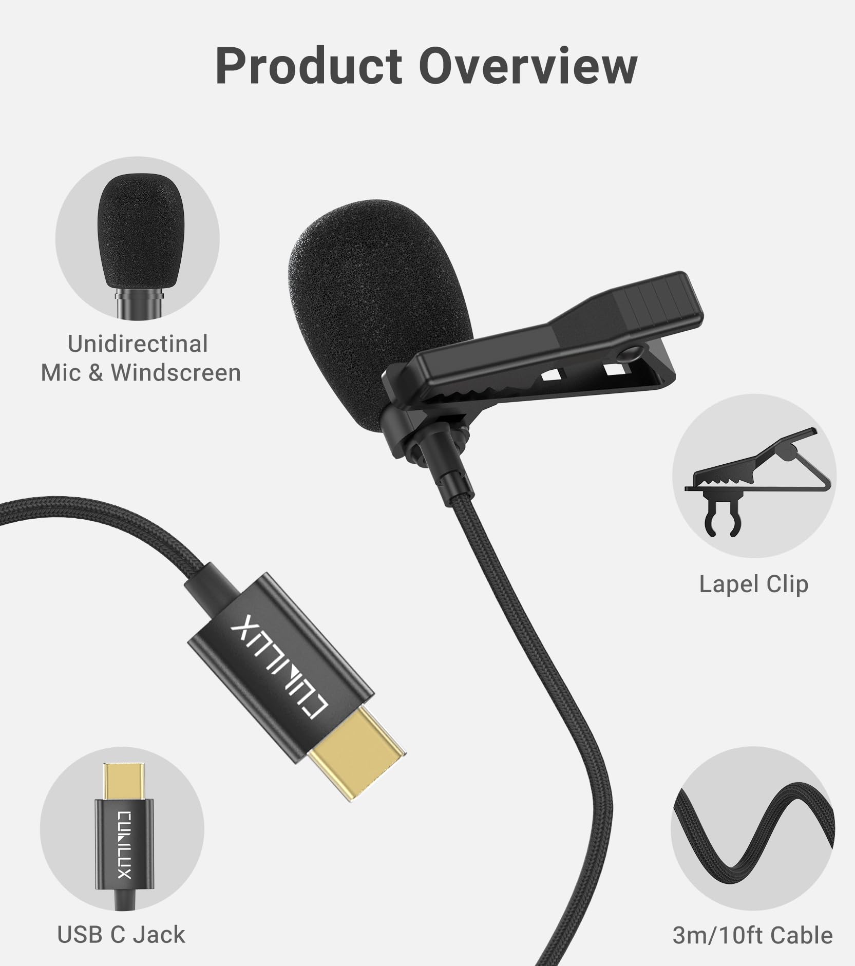 Amazon.com: Cubilux USB Type C Lavalier Microphone for iPhone 16