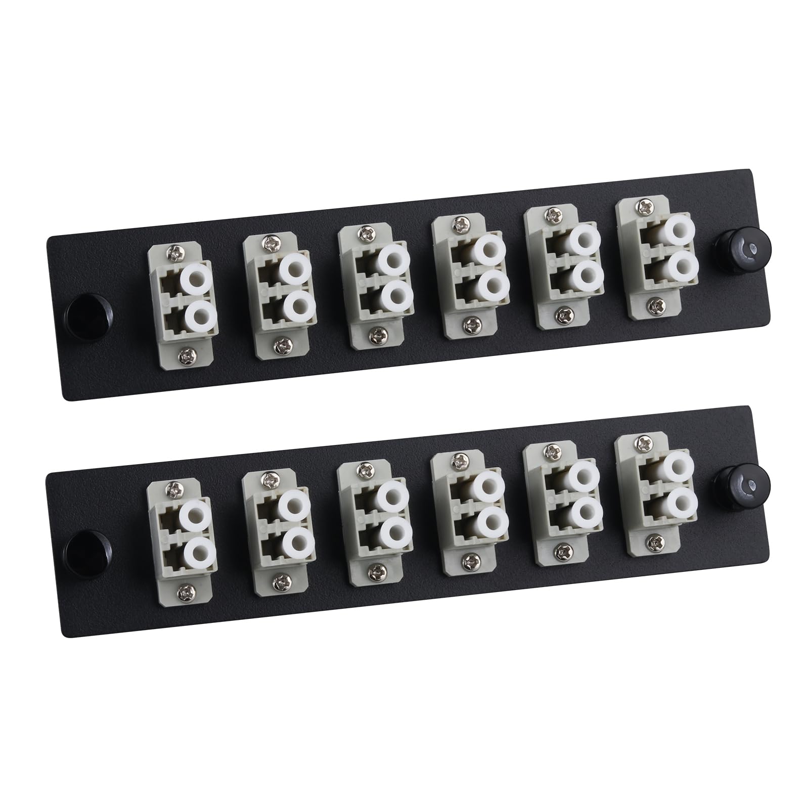 Lot de 2 panneaux de brassage en fibre duplex LC/MM avec adaptateurs LC gris multimode duplex, 12 ports fibre