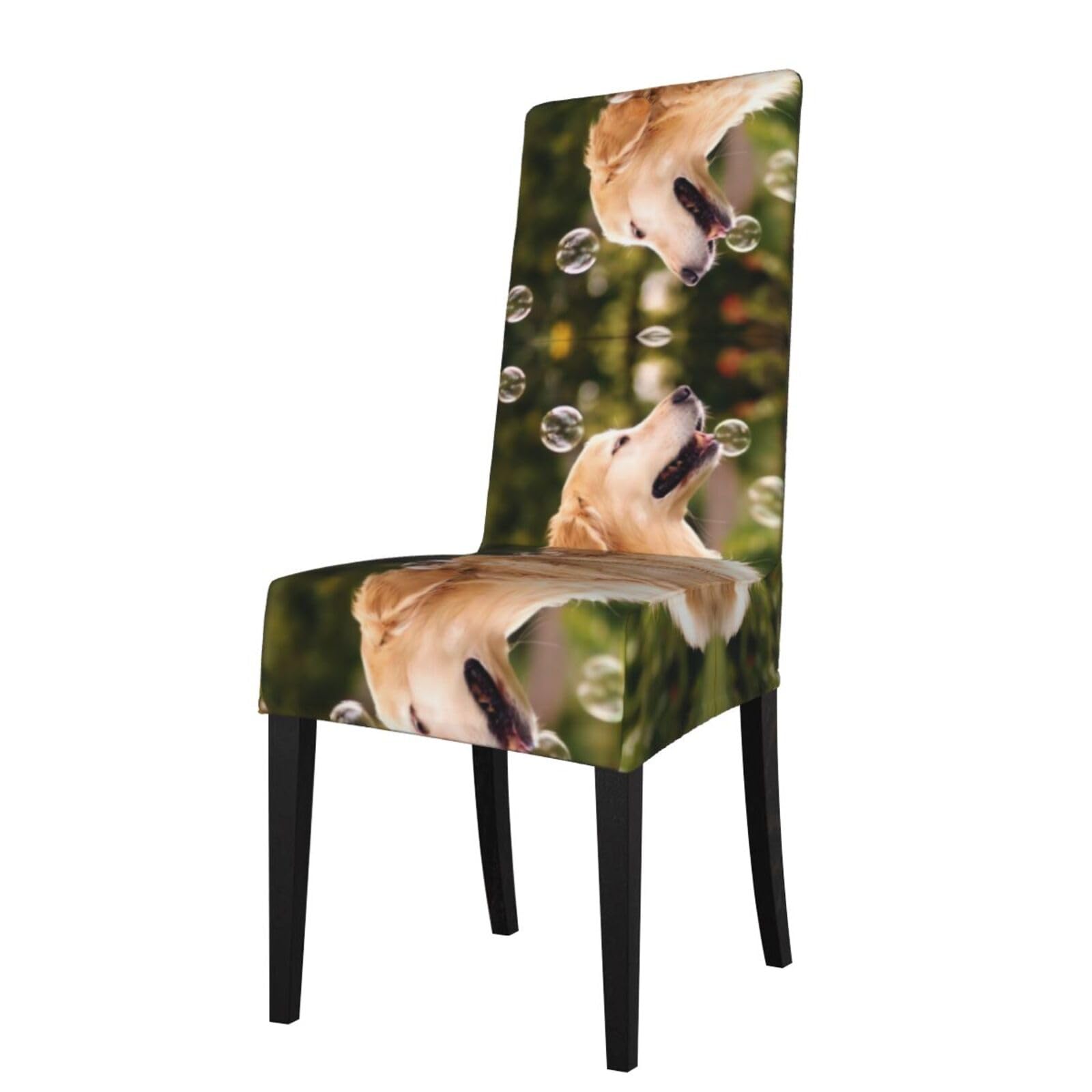 HLSBSSL dog Printed dining chair covers, wrinkle-resistant and iron-free, suitable for hotels, banquets, and conferences