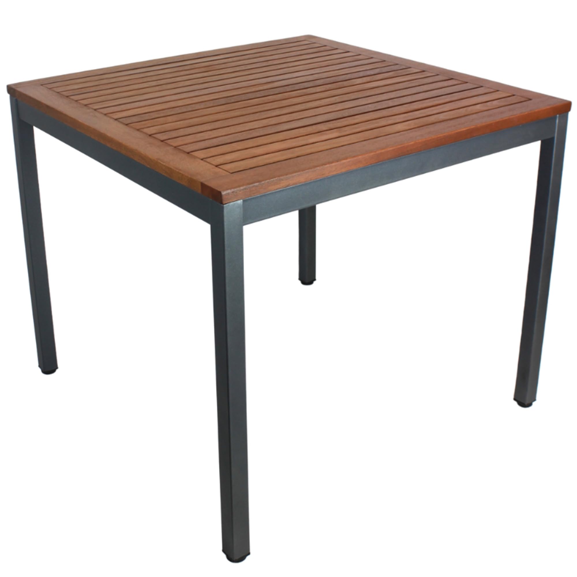 BrackenStyle Dorset 90cm Square Hardwood Outdoor Table - Powder Coated Metal Frame - Commercial Use