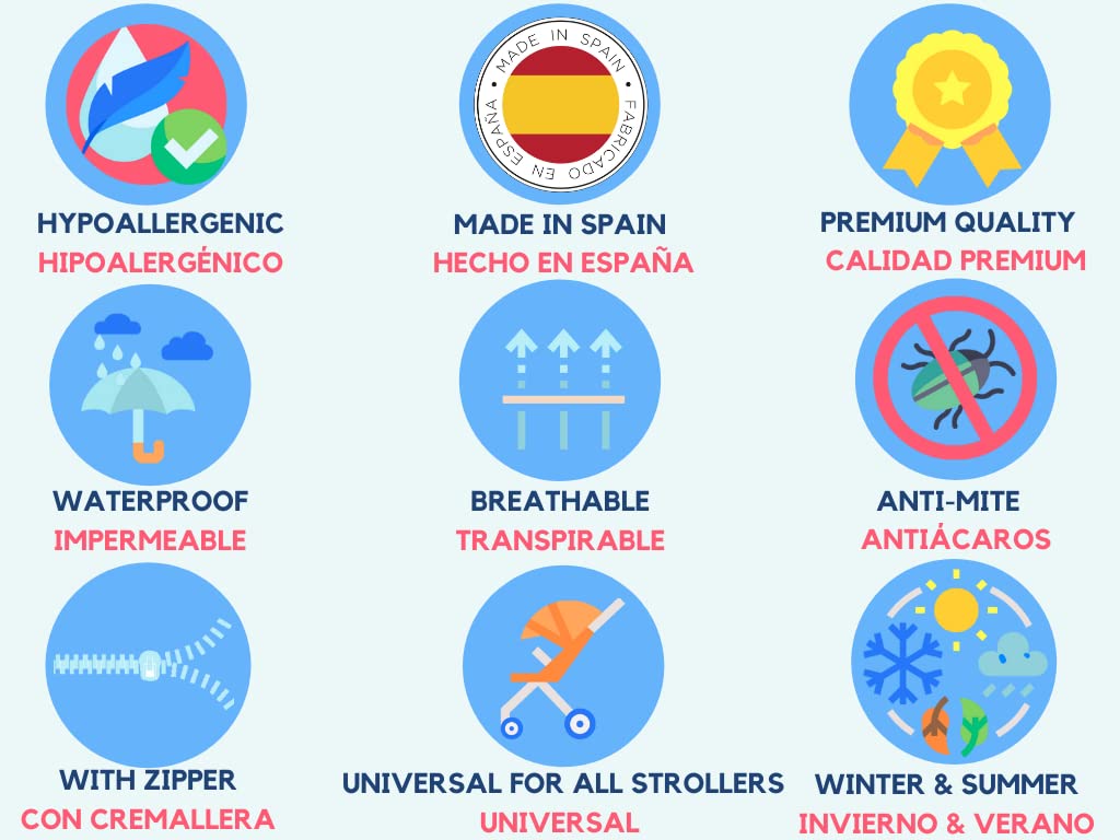 Saco Silla Paseo Universal Impermeable - Uso como Saco en Invierno o como Funda de Silla en Verano - Hecho en España Color Azul Marino ECOPIEL