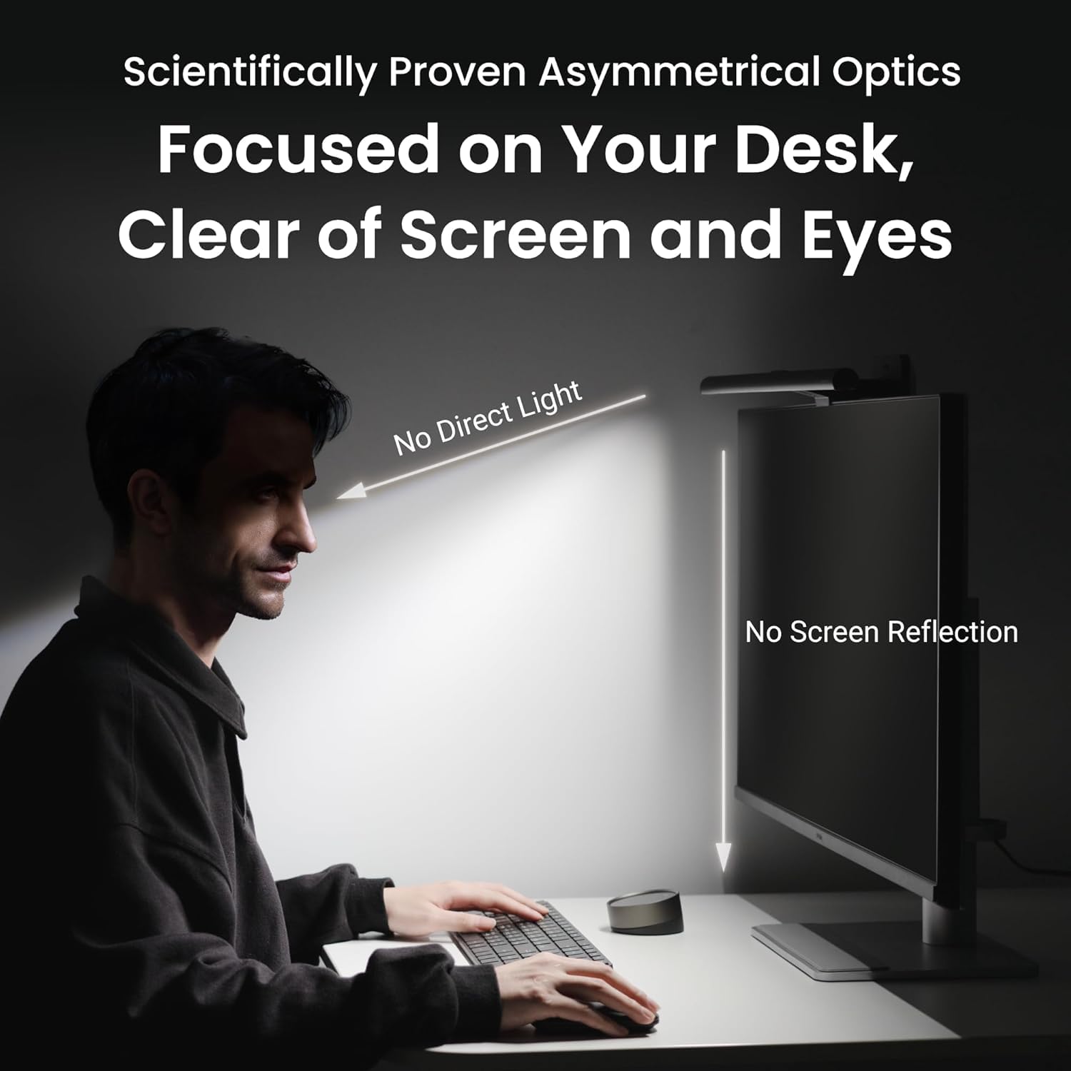 BenQ ScreenBar Halo 2 – LED Monitorlampe mit kabellosem Controller, blendfreiem Licht, einstellbarer Helligkeit & Farbtemperatur, augenschonend, USB-betrieben