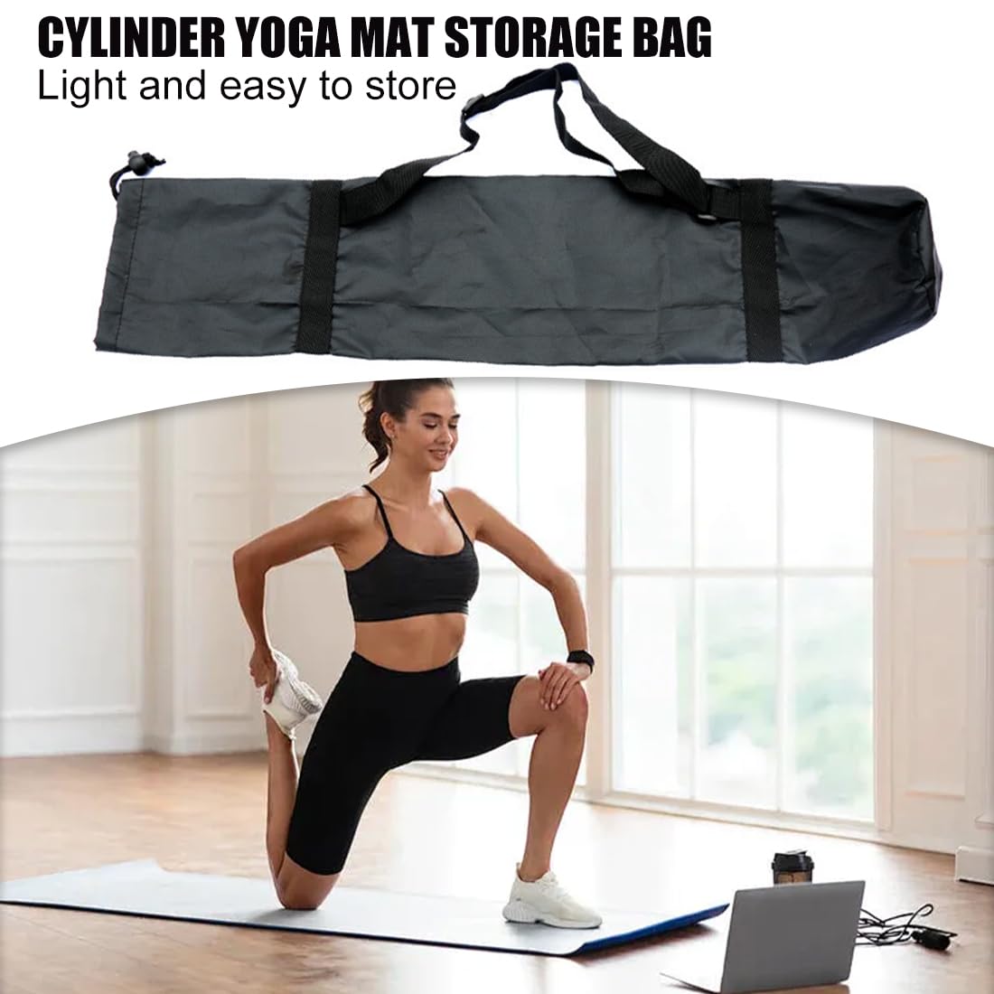 2 Pezzi Borsa per Tappetino Yoga, Sacca Custodia Tappeto Palestra e Pilates, Borsa con Coulisse per Treppiede,Yoga Accessori,Tappetini Pilates,23x130cm