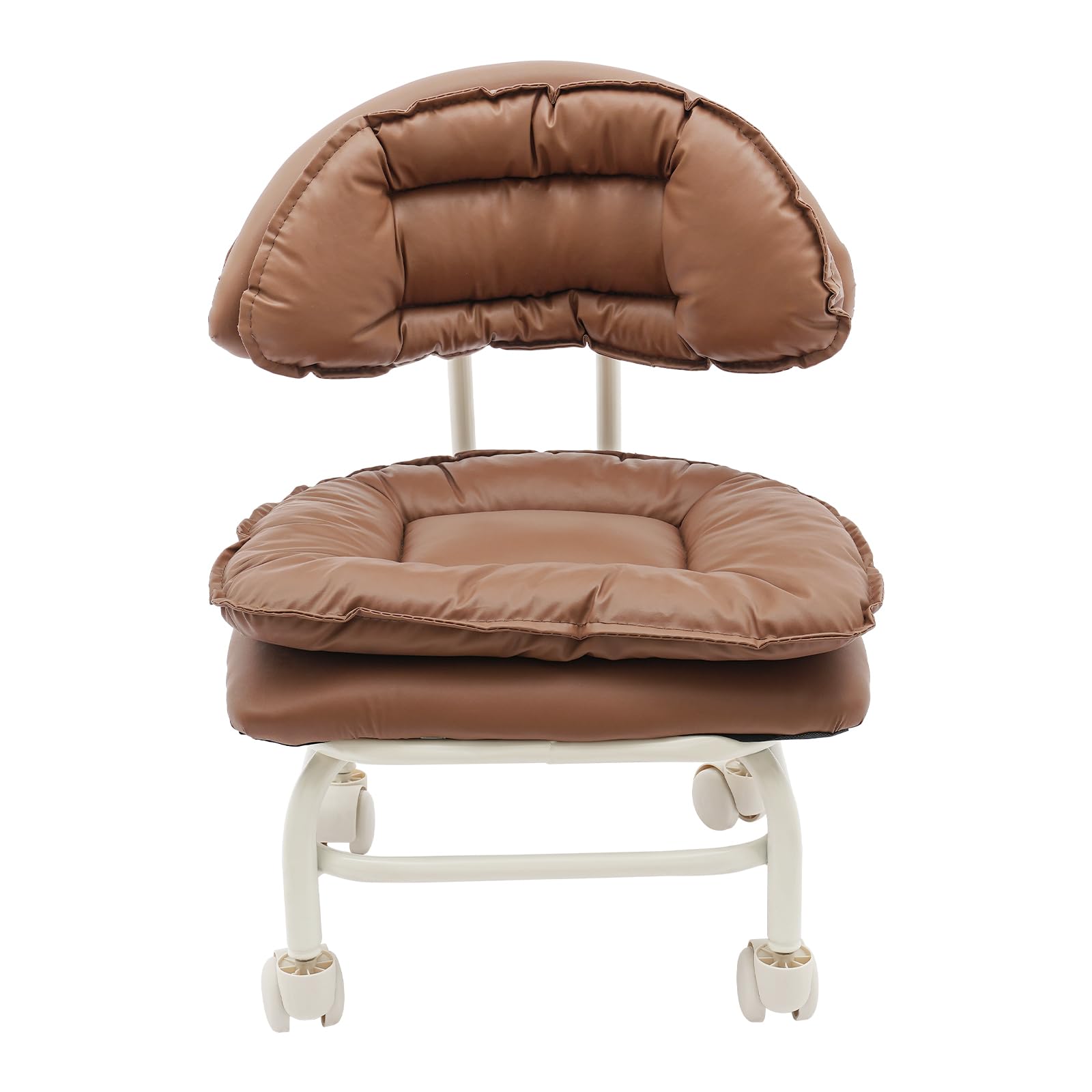 KUMOYOU Rolling Stool with Back Rest, Heavy Duty Ergonomic Roller Chair, 330 LBS Capacity Office Stool with 4 Universal Wheels, Multi-Scene Stool for