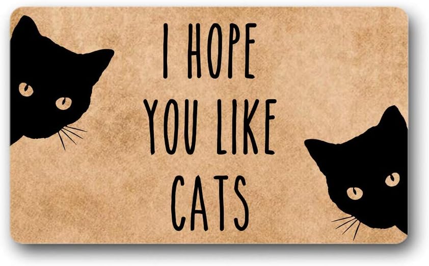 FavorPlus I Hope You Like Cats Funny Welcome Custom Doormat Outdoor Decor Cats Mom Cat Lover Mat Rug for Entrance 15.7x23.6 inch