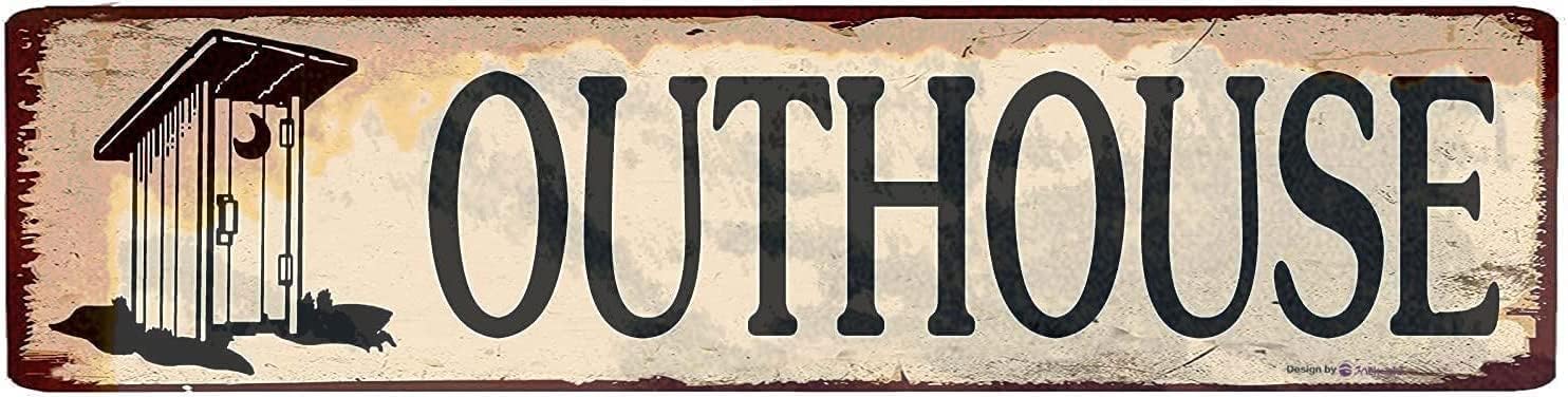 peiyeety Outhouse Vintage Rustic Wooden Sign, Wall Art Decor for Kitchen Cafe Pub Home Living Room Bedroom Dining Room, Country Humor Themed Vintage Wall Decoration 4x16 Inch